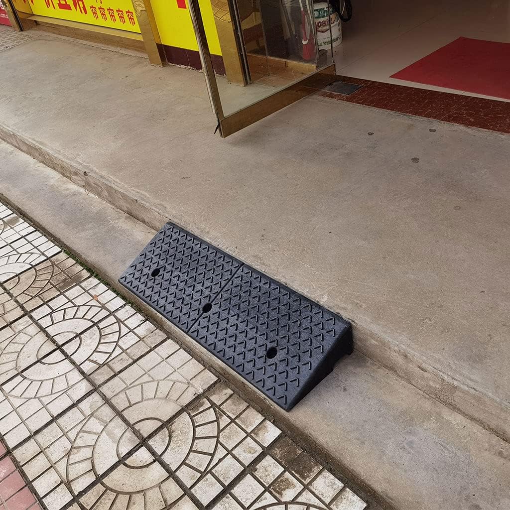 Large Rubber Plastic Curb Ramp, Outdoor Step/Entryway Threshold Ramp for Wheelchair Walkway with Non-Slip Surface, 100x25x4-9cm