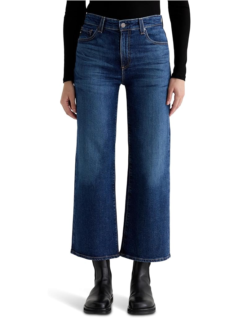 Green AG Saige Mid Rise Wide Leg Crop In Veiled