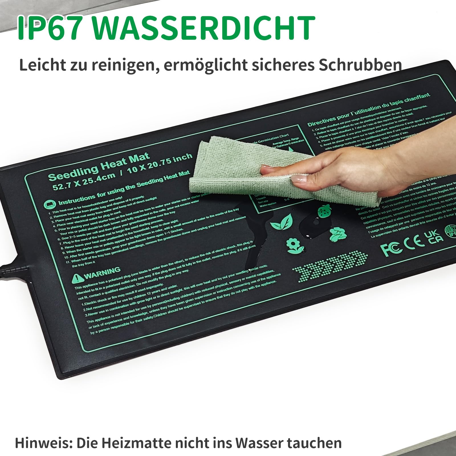 NAMOTEK Tappetino riscaldante per Piante con termostato Digitale e Set da 5 vaschette per Semina – Controllo della Temperatura per germinazione e propagazione delle Piante – Standard Met