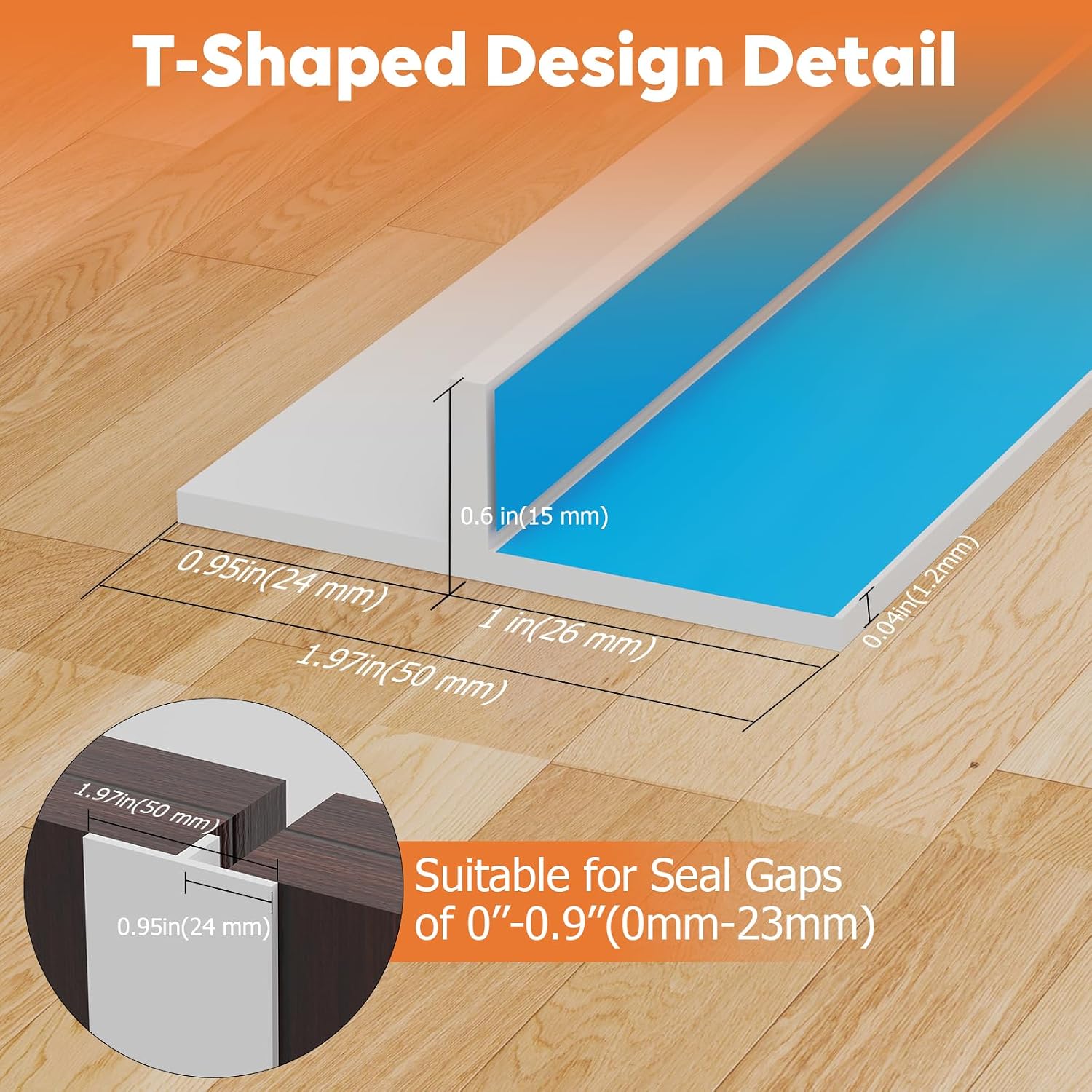 T-Shaped Silicone Door Weather Stripping for Side, 1.97 in x 40 Ft Door Draft Stopper Shower Seal Strip for Door Frame & Windows and Shower Sweep Gaps(White)