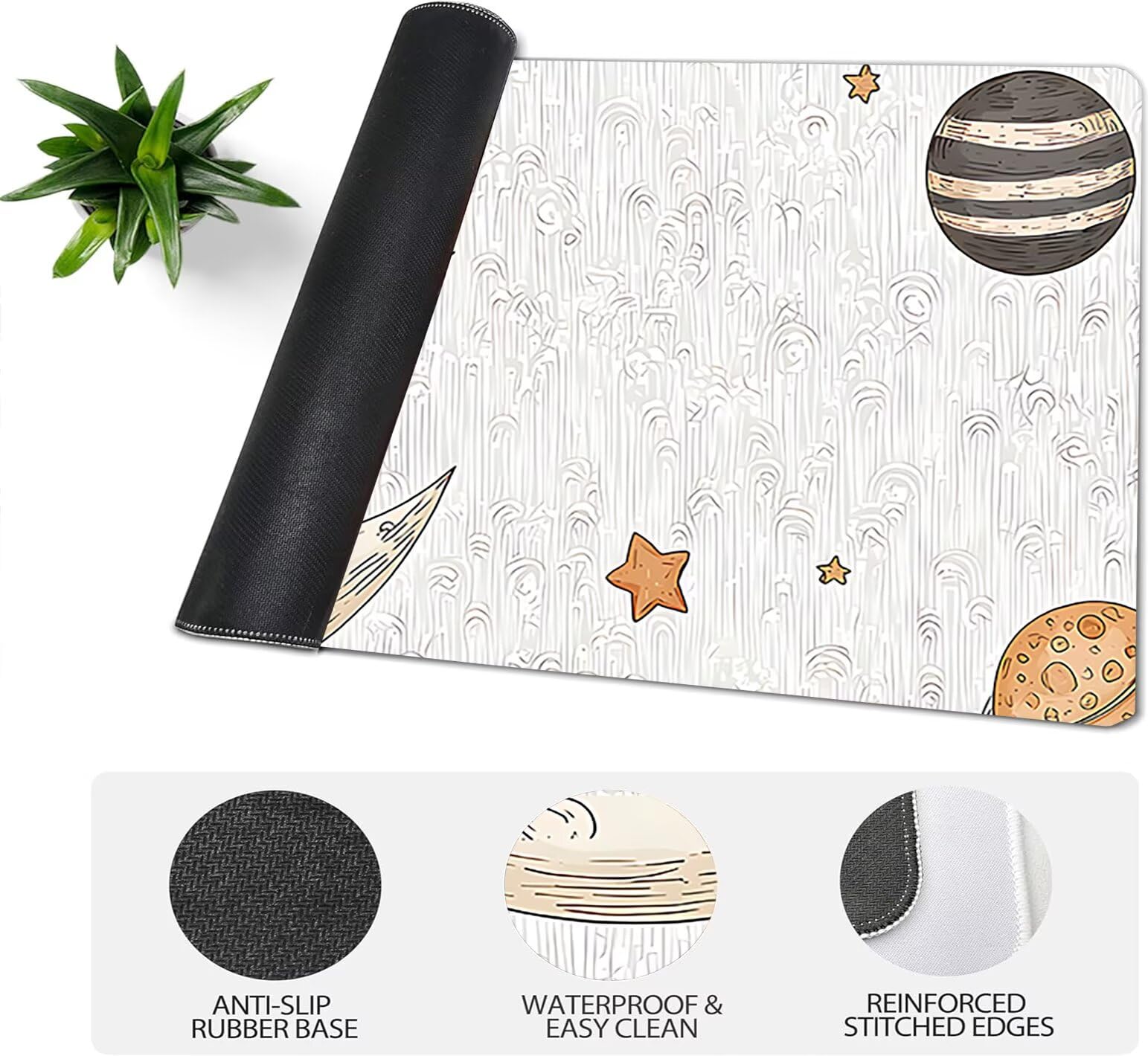 Podkładka pod mysz XXL, prosta, duża podkładka pod mysz dla graczy, 1600 x 800 x 3 mm, biała podkładka pod mysz ze szwami na krawędziach, ponadwymiarowa, antypoślizgowa gumowa podkładka, idealna mata