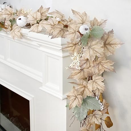 Fall Decor - Fall Leaves Garland - Autumn Maples Leaf Pumpkin Berry Garland