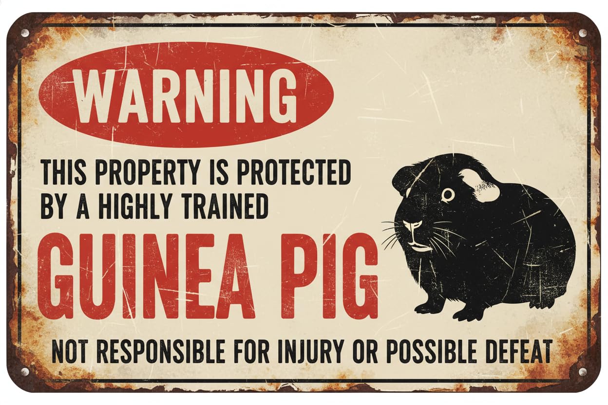 Vintage Metal Tin Sign Guinea Pig Sign, Funny Metal Signs, Guinea Pig, Guinea Pig Cage, Guinea Pig Tin Sign 8X12 Inches Custom Private Property Signs Outdoor