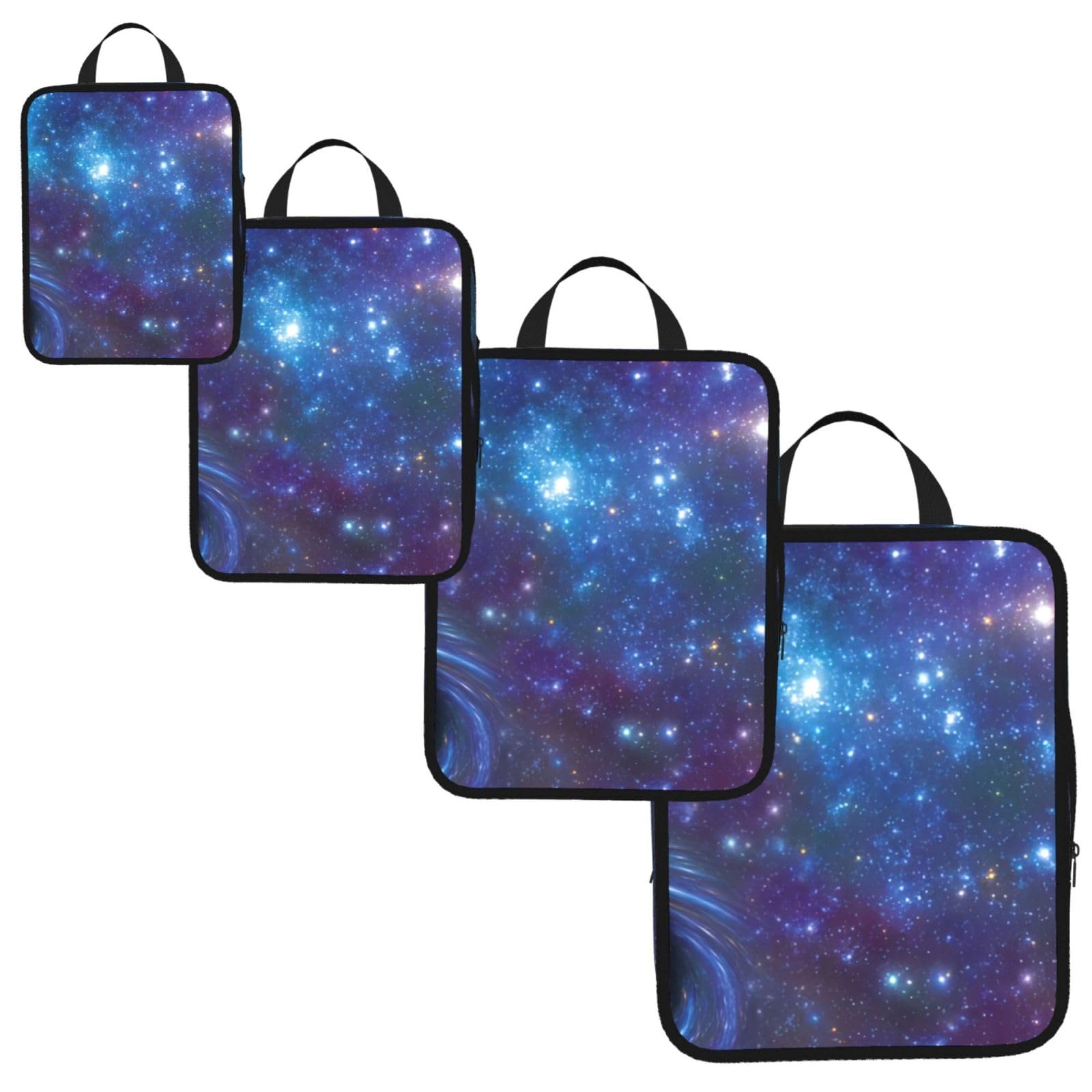 Galaxy Print 4 Set Compression Packing Cubes for Suitcases,Expandable Storage Bags Organizers