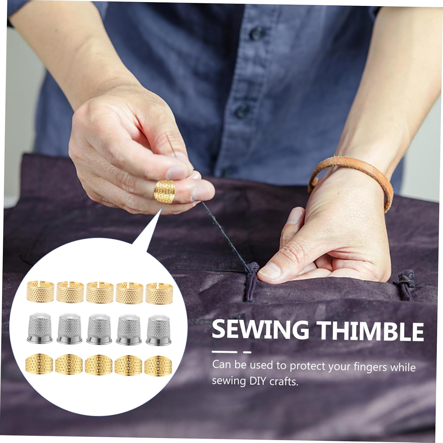 PLAFOPE 15pcs Adjustable Crochet Thimble Embroidery Thimble Needle Pusher for Sewing Finger Covers
