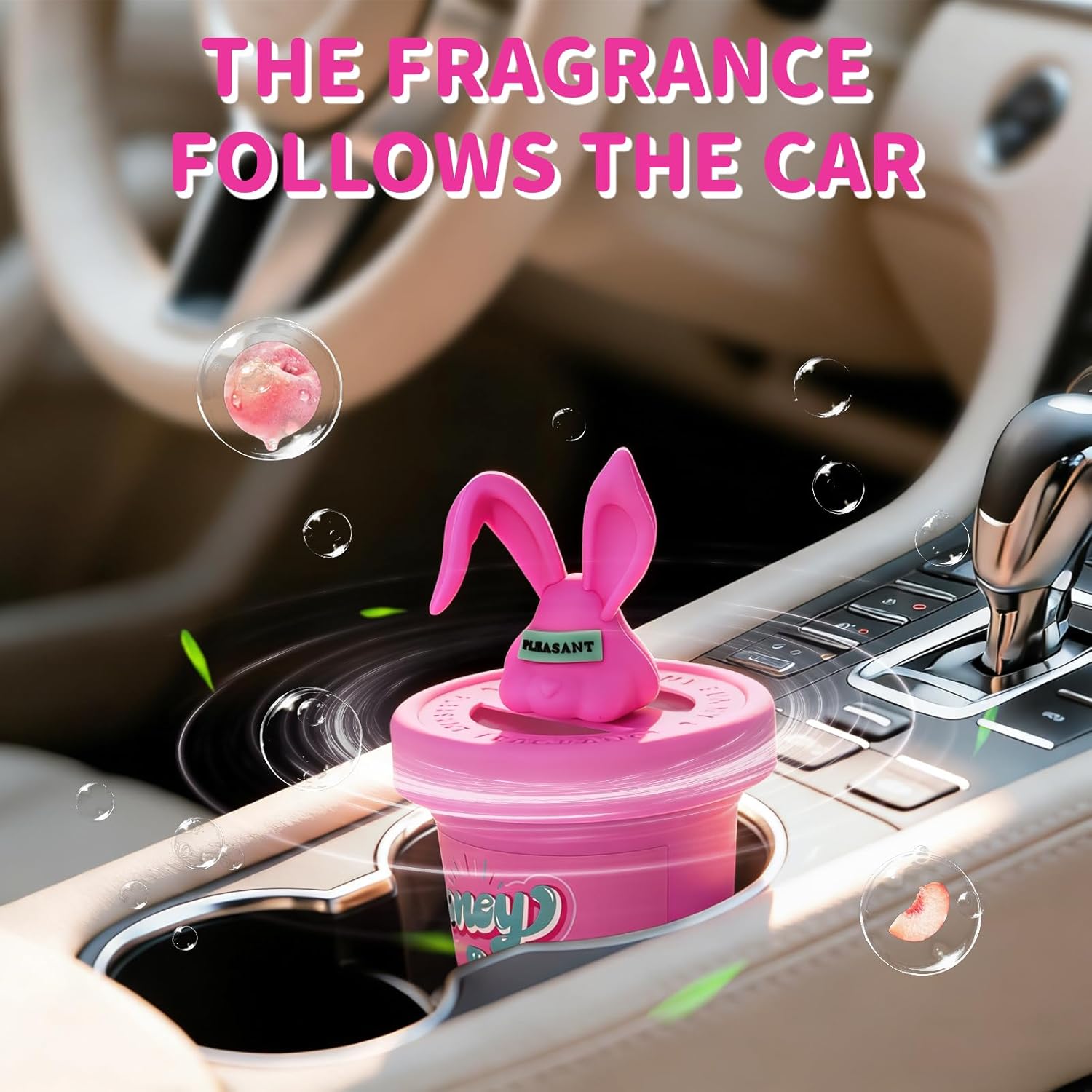 Diffusers for Home Peach Scent 2 Pack, Bathroom Diffuser Cute Bunny Shape for Office, Air Freshener Diffuser Gel Leak-Proof Car & Room, Bathroom Scent Diffuser Gift for Friends and Family