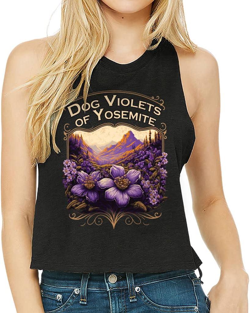 Violet Flower Racerback Cropped Tank - Beautiful Women's Tank - Unique Tank Top