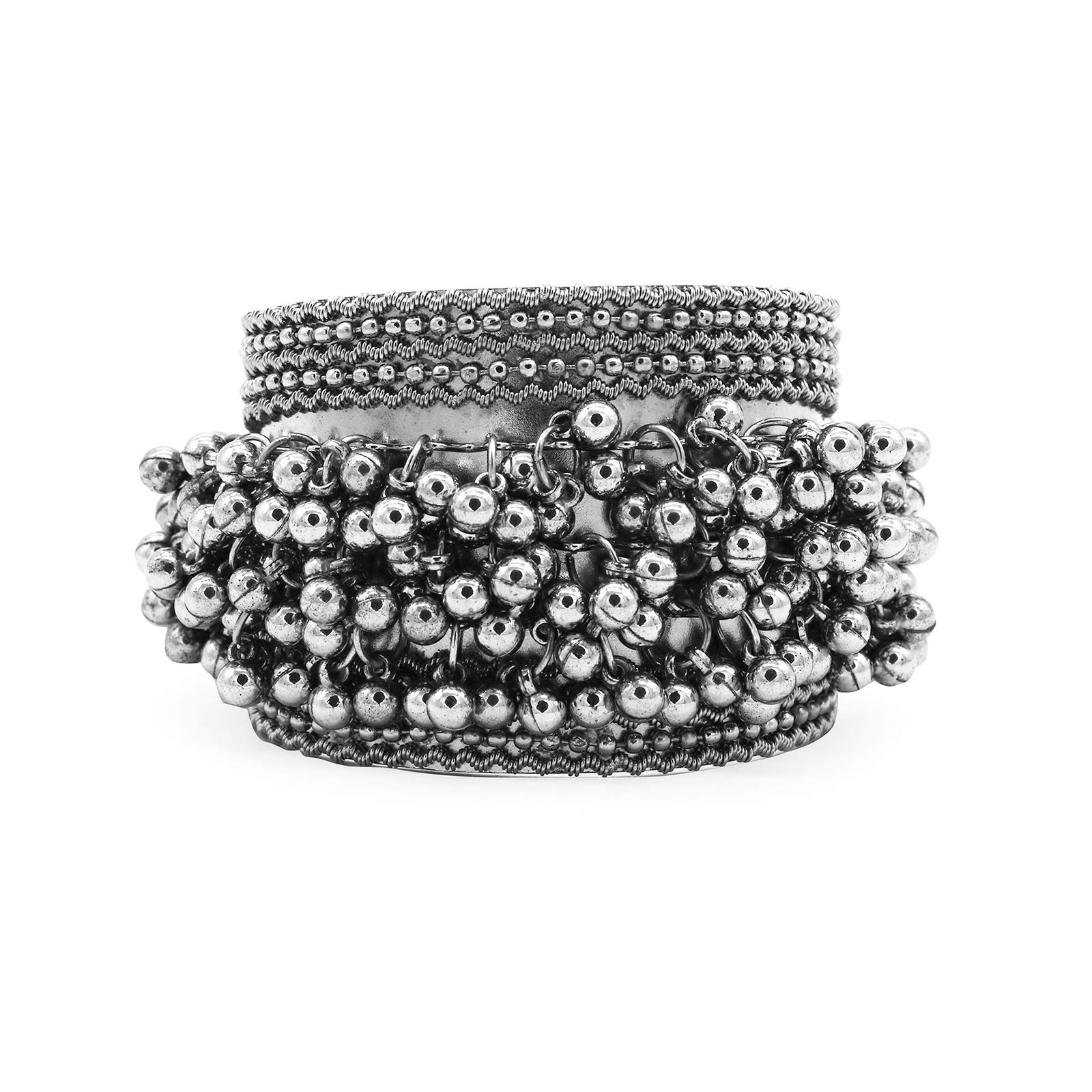TEEJH Chakrika Silver Gungroo Oxidized Bangle for Women (B0917297WW) Amazon Price History, Amazon Price Tracker