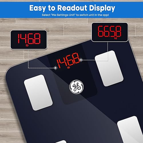 Miniatura 2 de GE Báscula digital de peso para baño báscula inteligente para grasa corporal, monitor de composición corporal Bluetooth, máquina de pesaje precisa,