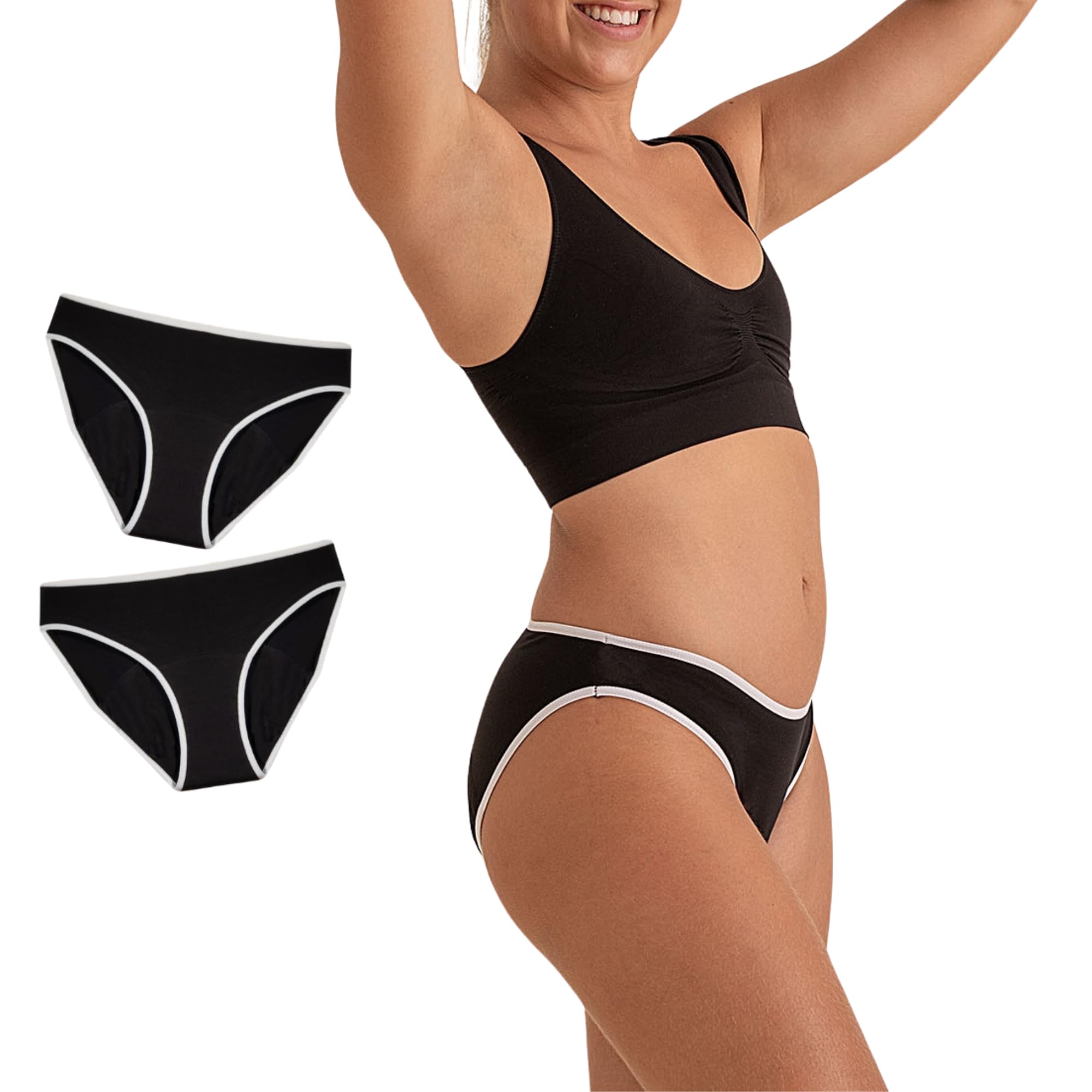ANAISSA Pack de 2 Bragas menstruales de algodón Flujo abundante, University