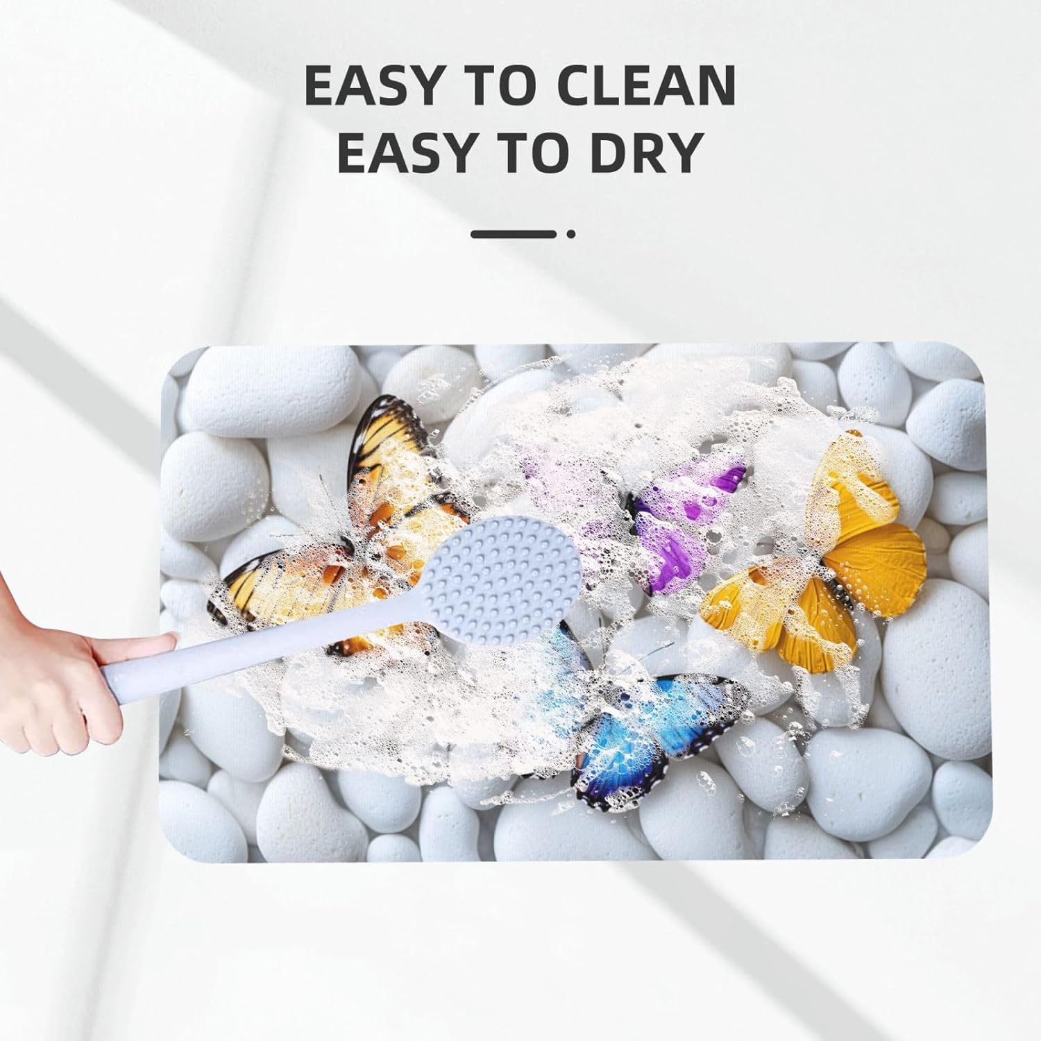 Butterfly Bath mats Quick Dry Absorbent Bath Rugs Rubber Non Slip Bath Mat for Bathroom Floor Tub Shower Sink 20"×31.5"