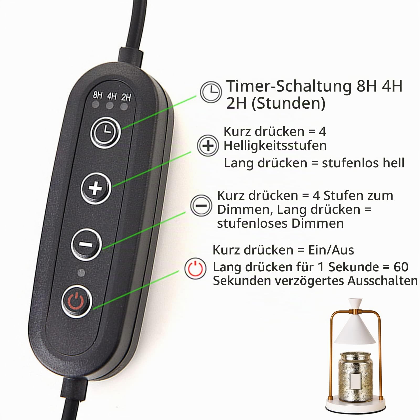 ACAREY Herbstdeko Laterne Kerzenwärmer Lampe Duftlampe mit Timer & Dimmer für Tischdeko, Schlafzimmerdek, Hochzeitsde, Halloween Party (Weiss)