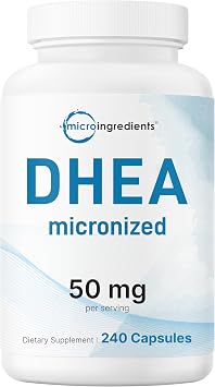 Micro Ingredients DHEA 50 mg Per Serving, 240 Capsules | Micronized DHEA Supplement for Women & Men | Non-GMO, Gluten Free, Soy Free