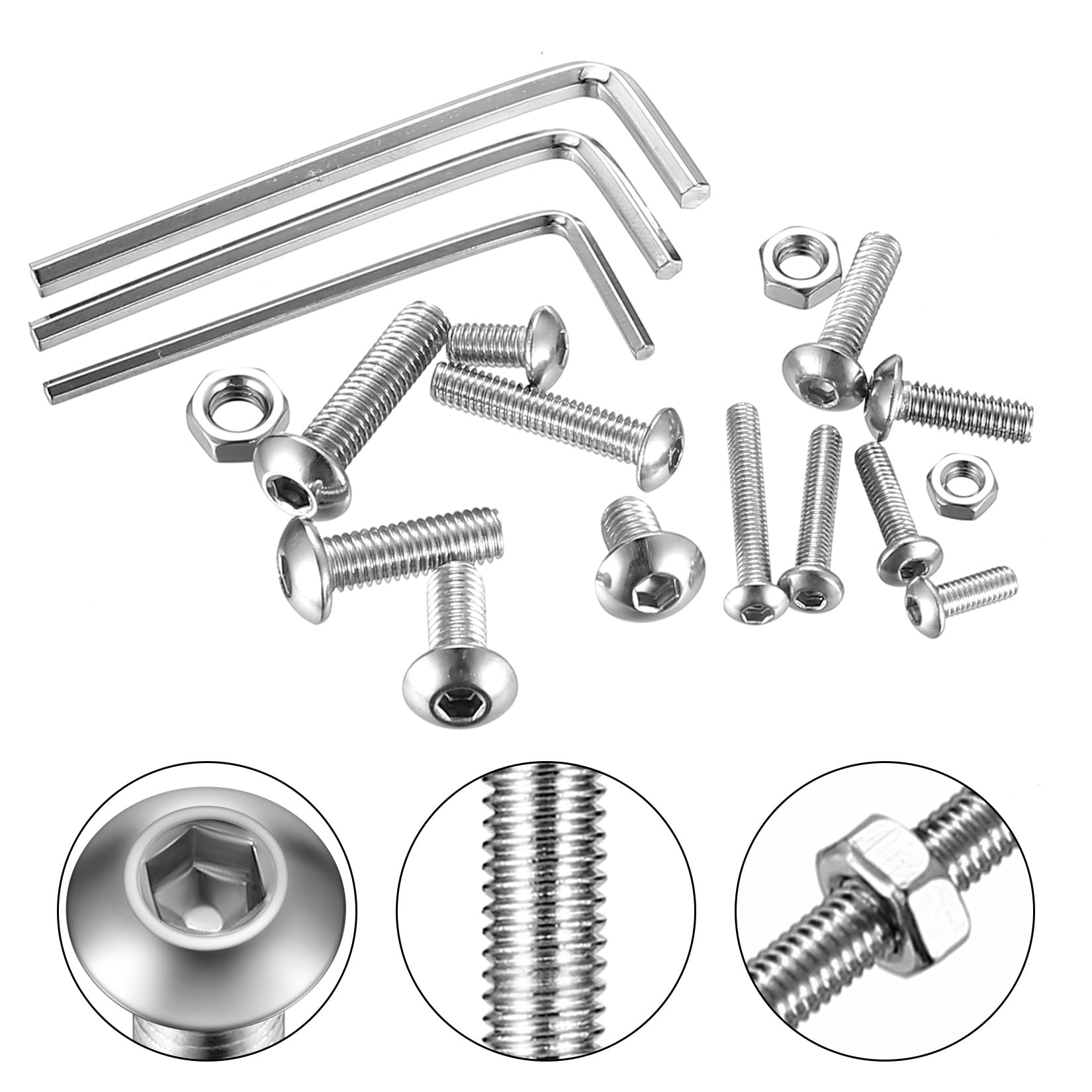 Set 528 Pezzi Viti E Dadi M3 M4 M5 In Acciaio Inox - Testa Bombata Ed Esagonale - Foto 3