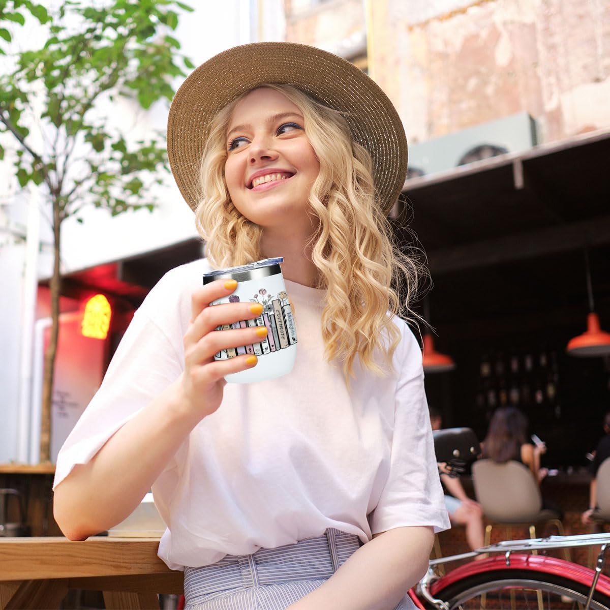 Inspired Tumbler Book Decor Book Lovers Gifts Bookish Coffee Mug Music Lover Gift for Women Mom Girls Sister Friendship Birthday Christmas 12 Oz Wine Tumbler Stainless Steel Coffee Thermos with Lid - Image 3