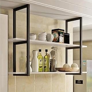 Estante para colgar en la pared para copas de vino, estantes de techo blancos para almacenamiento de cocina (60 x 30 x 80 cm)