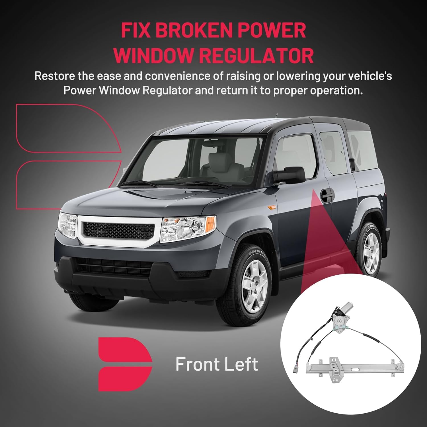 BDFHYK 748-131 Power Window Regulator with Motor Front Left for 2003 2004 2005 2006 2007 2008 2009 2010 2011 Honda Element 03 04 05 06 07 08 09 10 11