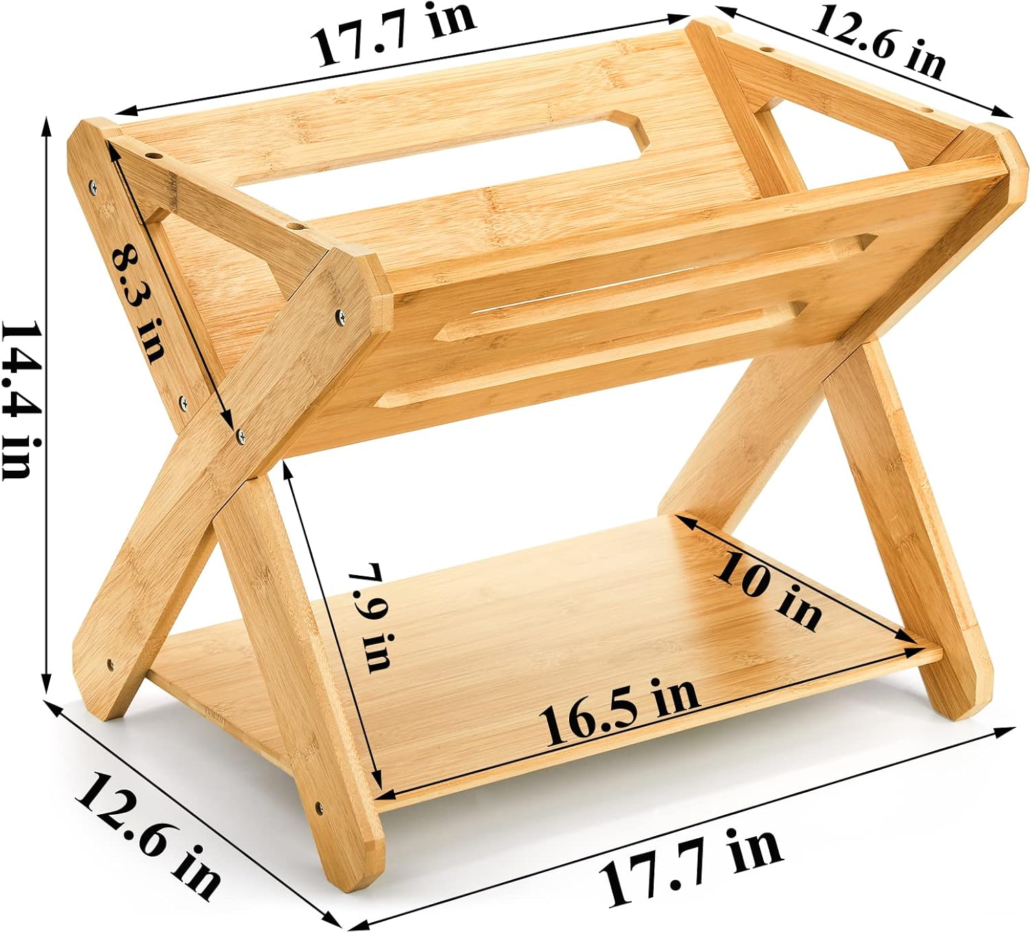 Okllen Kids' Book Caddy with Shelf, Bamboo Bookcase Book Storage Organizer, Book Rack Book Shelf Organizer for Bedroom, Playroom, Nursery, Sturdy, Including Installation Instruction - Image 3