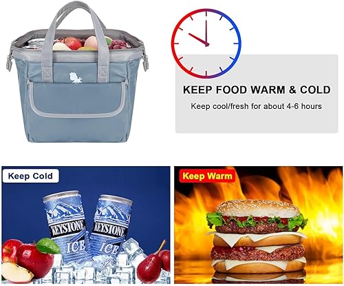 Miniatura 2 de HUA ANGEL Lonchera térmica con aislamiento, bolsa grande impermeable para el almuerzo para adultos, organizador de lonchera de enfriamiento suave