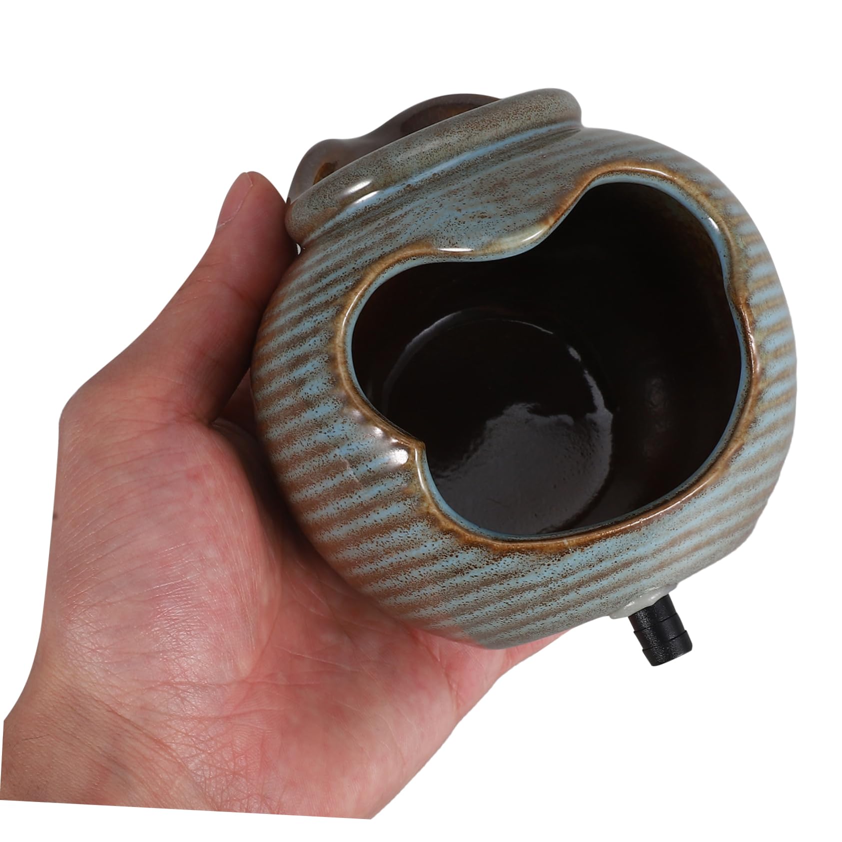 PRETYZOOM Brocca in Ceramica Flusso d'Acqua Circolante per Acquari e Piante Idroponiche, Design Aperto per Fontane Fai-Da-Te e Decorazione Interna