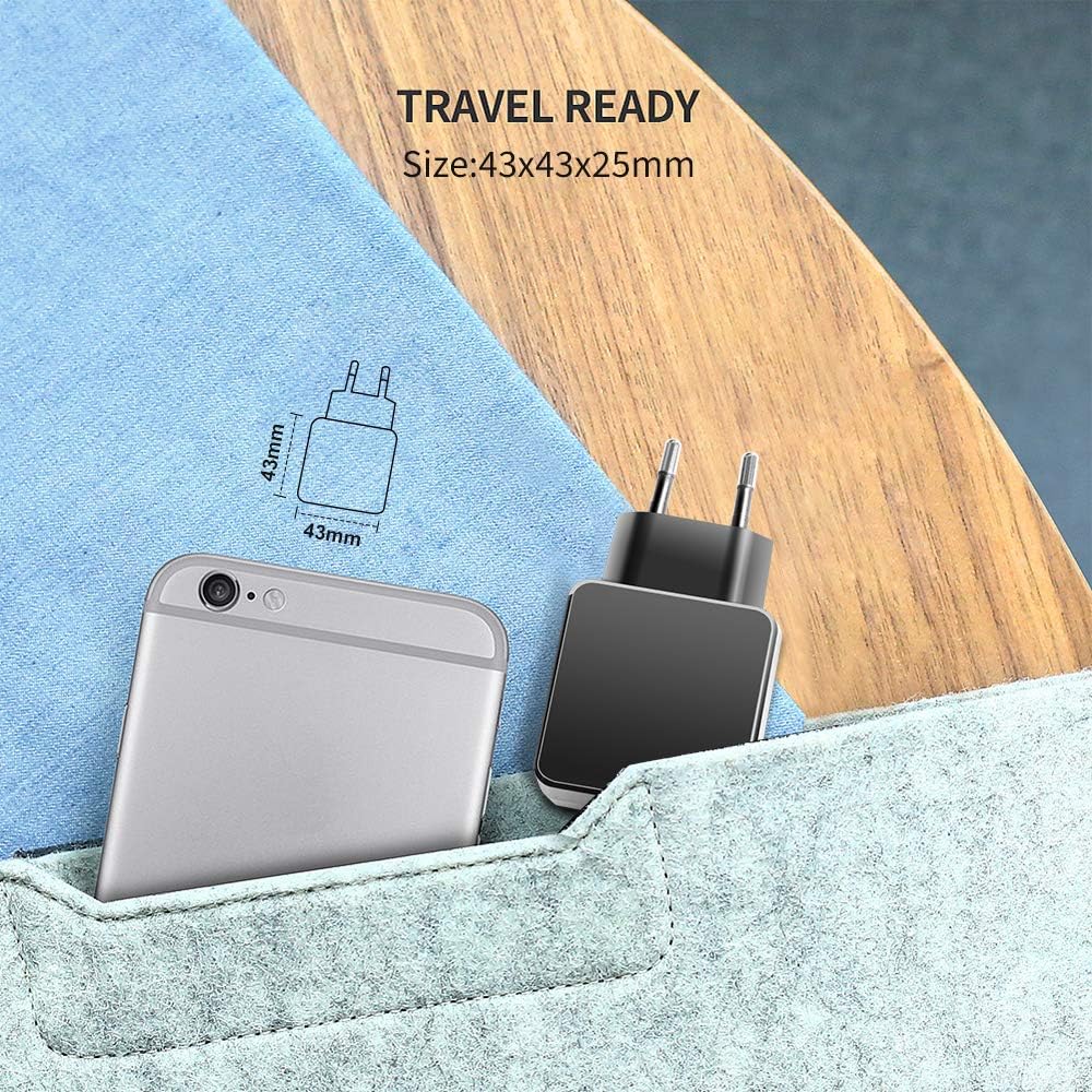 TAIFU charger shown as travel-ready with dimensions