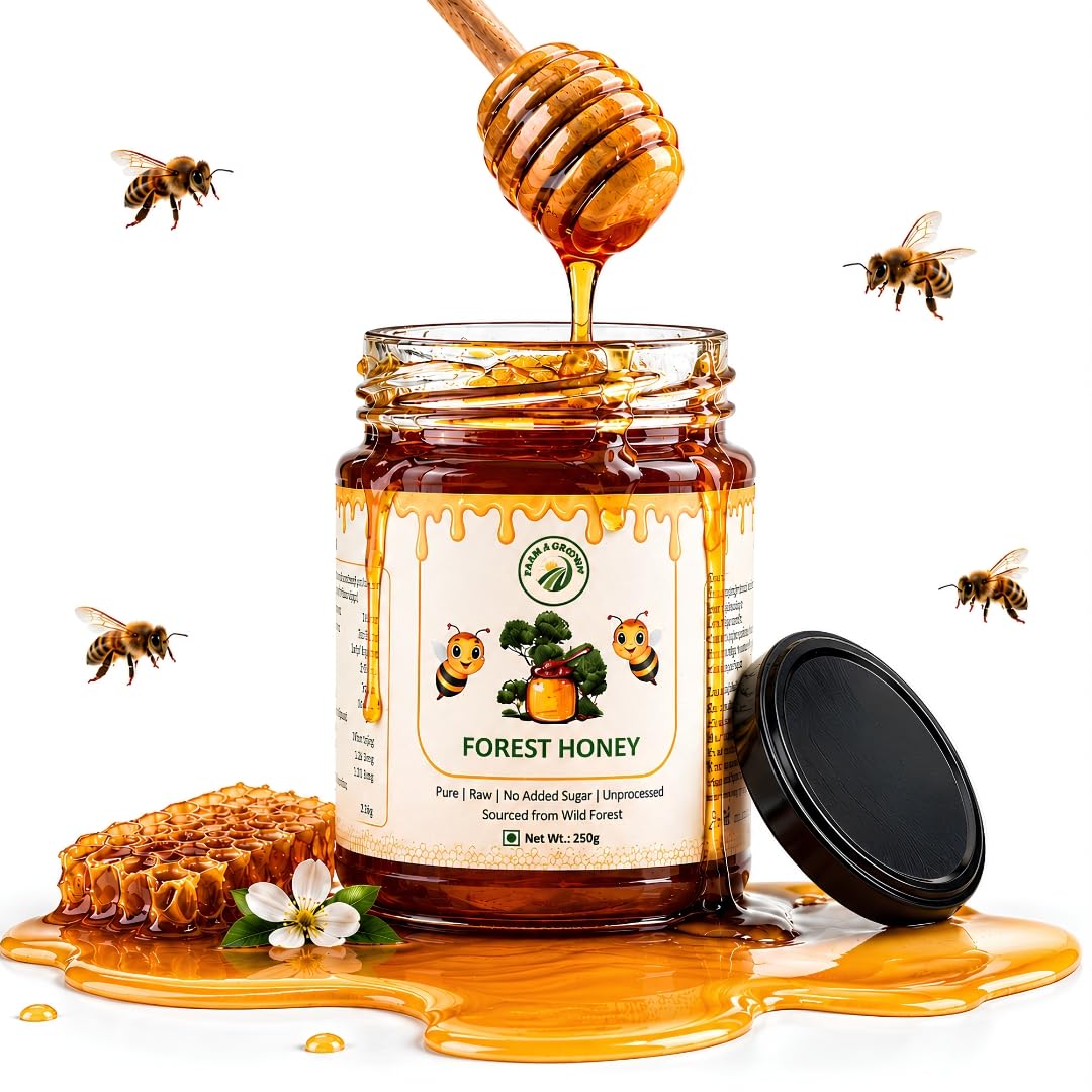 FARM2GROWUP Forest Honey 250g | Pure Raw Natural | No Sugar Added | Wild forest honey, Unprocessed & unfiltered, Rich in antioxidants, Glass bottle packaging, Single origin-image-38