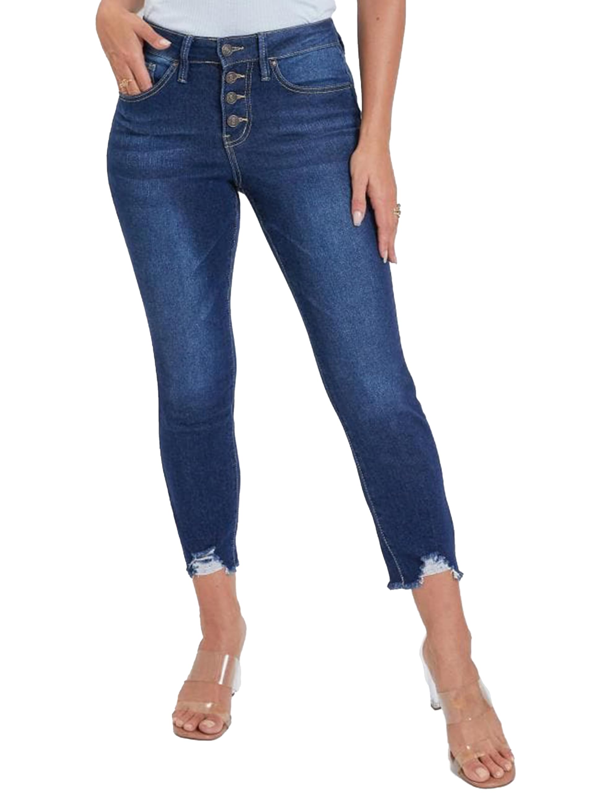 Royalty For Me Womens Women's Petite 4 Button Skinny Ankle Sustainable Jean