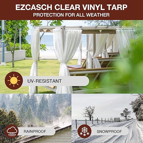 Miniatura 7 de Ezcasch Cortina de vinilo para exteriores de 20 onzas cortina de panel transparente para exteriores resistente a la intemperie para pérgola porche