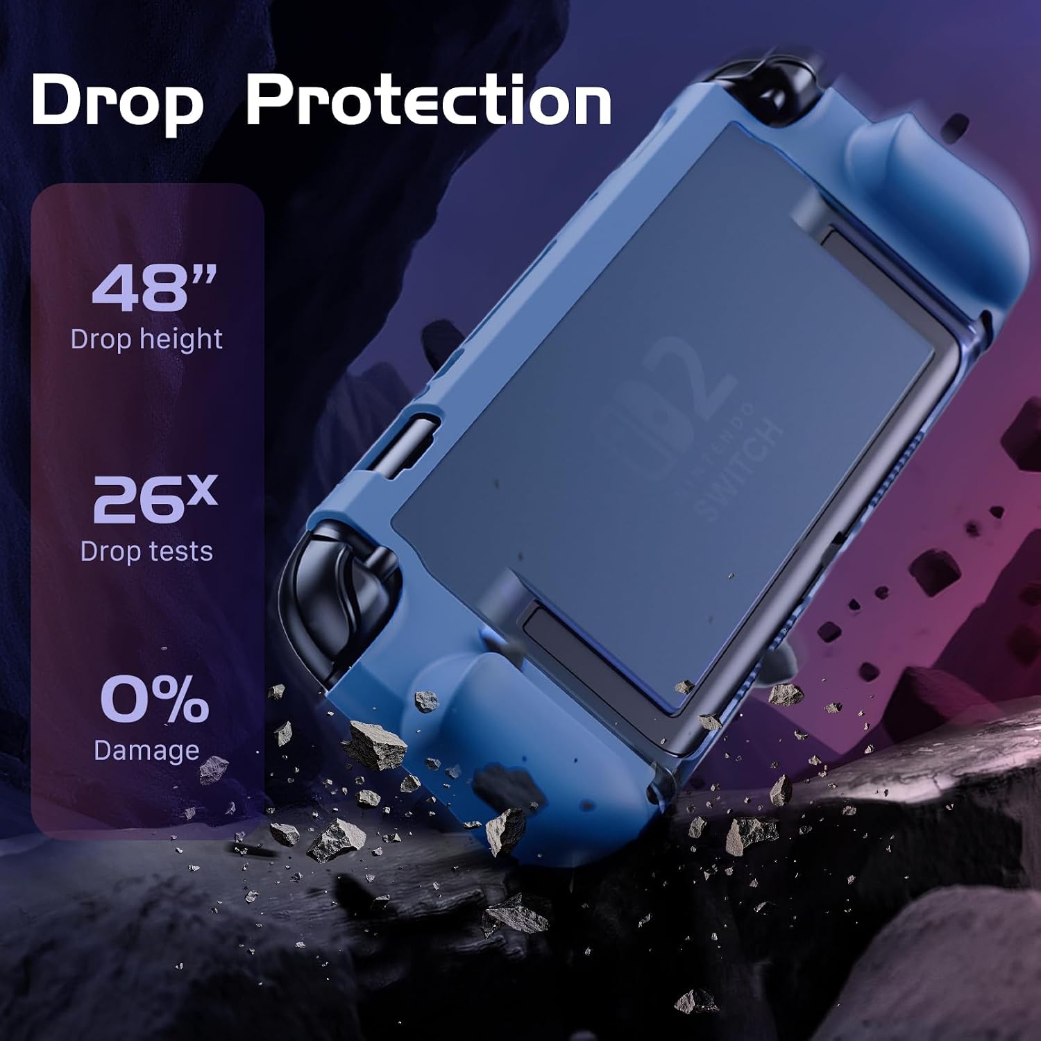 Dockable Protective Case for Nintendo Switch 2, TPU Ergonomic Grip Cover with Foldable JoyCon Holder Design, Slim Shockproof Hard Shell fit for Switch 2 Console & Kickstand - Matte Blue 7 71gi9MnDb7L. AC SL1500