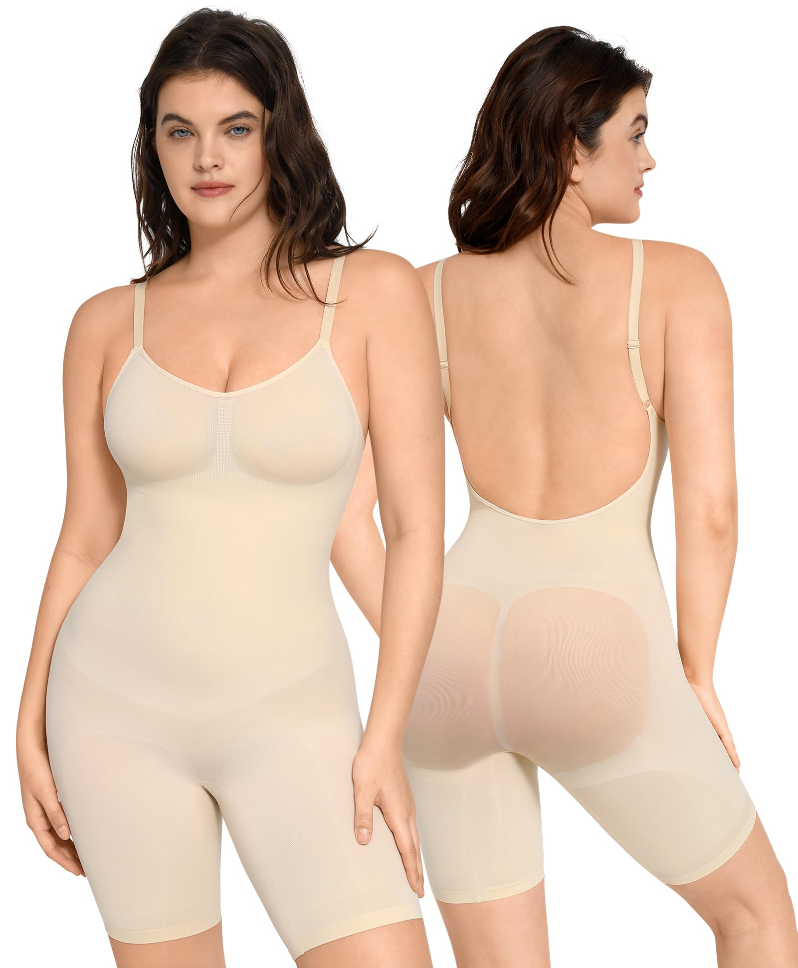 FeelinGirl Backless Shapewear for Women Tummy Control Seamless Sculpting Postpartum Thigh Slimmer Body Shaper SIZE M-L