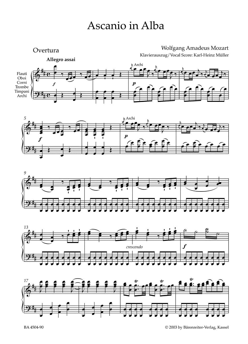 Ascanio in Alba K.111 (Vocal Score)