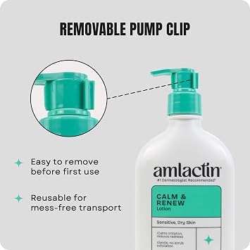 AmLactin Calm & Renew Lotion, Sensitive Dry Skin, 14.1 oz | Lactic acid and ginger root lotion gently exfoliates and moisturizes sensitive dry skin for smoother, calmer-looking skin.