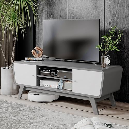 UIIAIOUIAIO Soporte de TV con estante ajustable para televisores de hasta 55 pulgadas gabinete de consola de TV para televisores para sala de estar