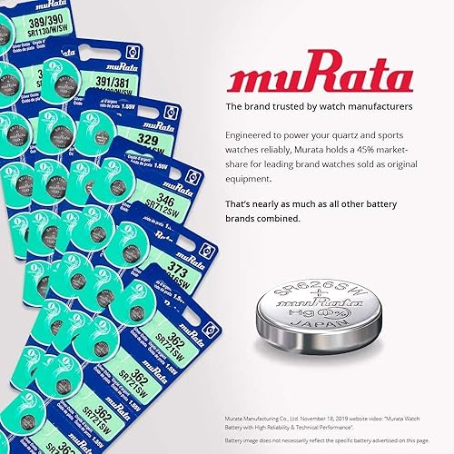 Miniatura 3 de Murata 362 Batería SR721SW 1.55V Celda de botón de reloj de óxido de plata (5 baterías)