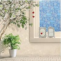Vista 3 de DUOFIRE Película de ventana de vidrieras de color, patrón de flores, película de privacidad para ventana, película de vidrio decorativa, sin