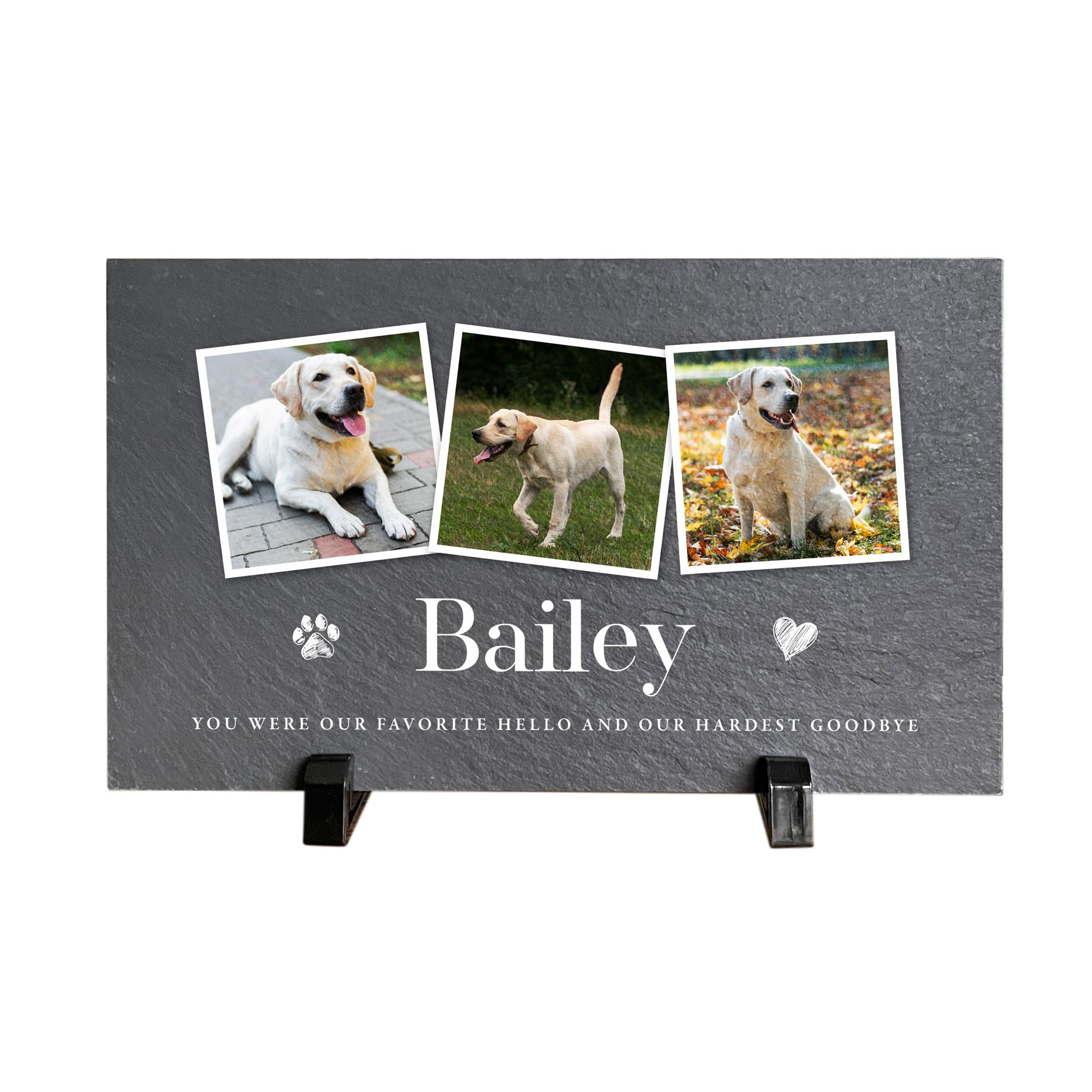 Personalised Pet Photo Slate with Stand - Custom Message | Dog & Cat Memorials, Sympathy Gift, Remembrance | 25x15cm