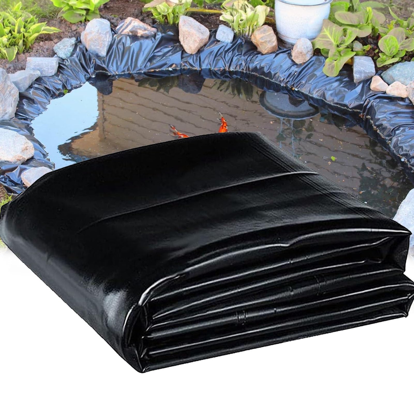 Lámina de Polietileno Negro de Alta Resistencia - Membrana Impermeable para estanques, Revestimiento Flexible e Impermeable de 0,2 mm de Grosor, Ideal para estanques de Peces koi y Lonas de