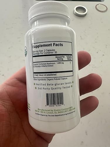 Miniatura 6 de Suplemento orgánico de cápsulas de hongos Cordyceps - 1000 mg de extracto Cordyceps Militaris - 100% natural, real y puro - Beta-Glucano - Apoyo a