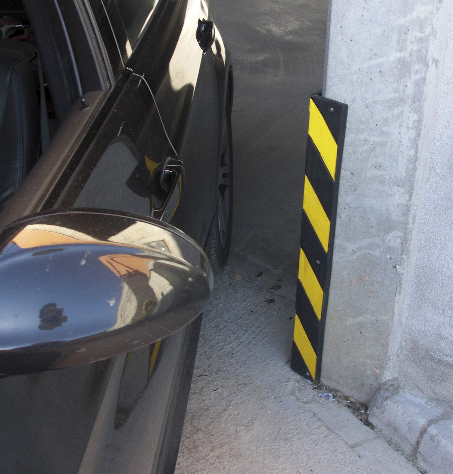 PAL | Kit de dos Protectores esquina de caucho con reflecte amarillo. Cantonera de caucho de gran visualización en color negro y amarillo (4 - Cantoneras parking)