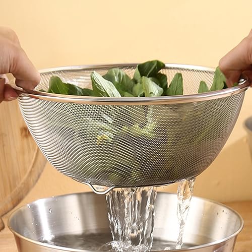 Miniatura 4 de Fydun Colador de cocina multifuncional, acero inoxidable, coladores de arroz de cocina acero inoxidable, colador de alimentos con pie para frutas y