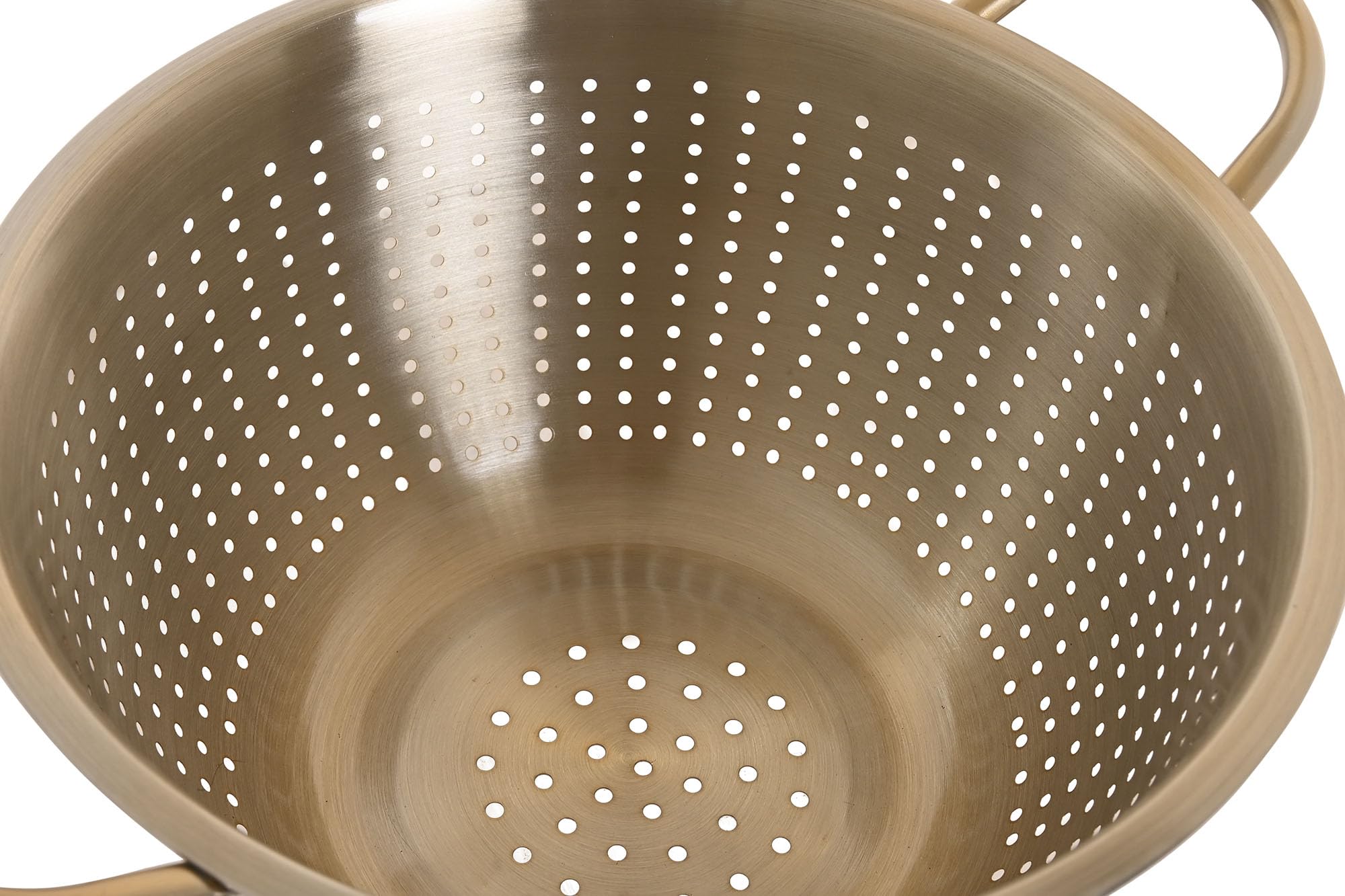 MGE - Colino da Cucina in Acciaio Inox Dorato con Manici e Base - Scolapasta per Pasta, Riso e Verdure - Colino Professionale per Cucina - Versatile Per Quinoa, Cereali, Riso, Verdura E Pasta - 24 cm