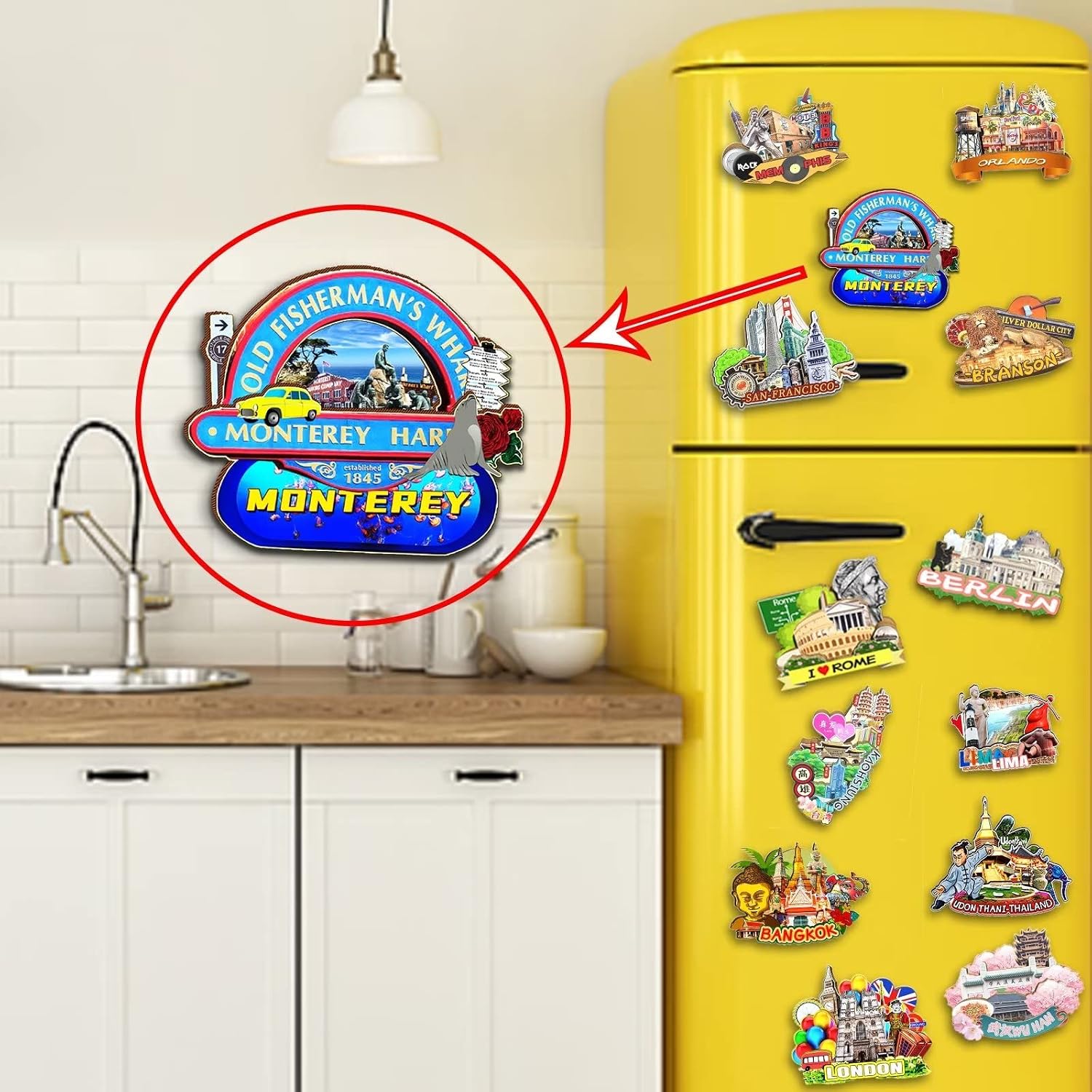 Monterey California USA Magnet Fridge Magnet Wooden 3D Landmarks Travel Collectible Souvenirs Decoration Handmade-2 image 4