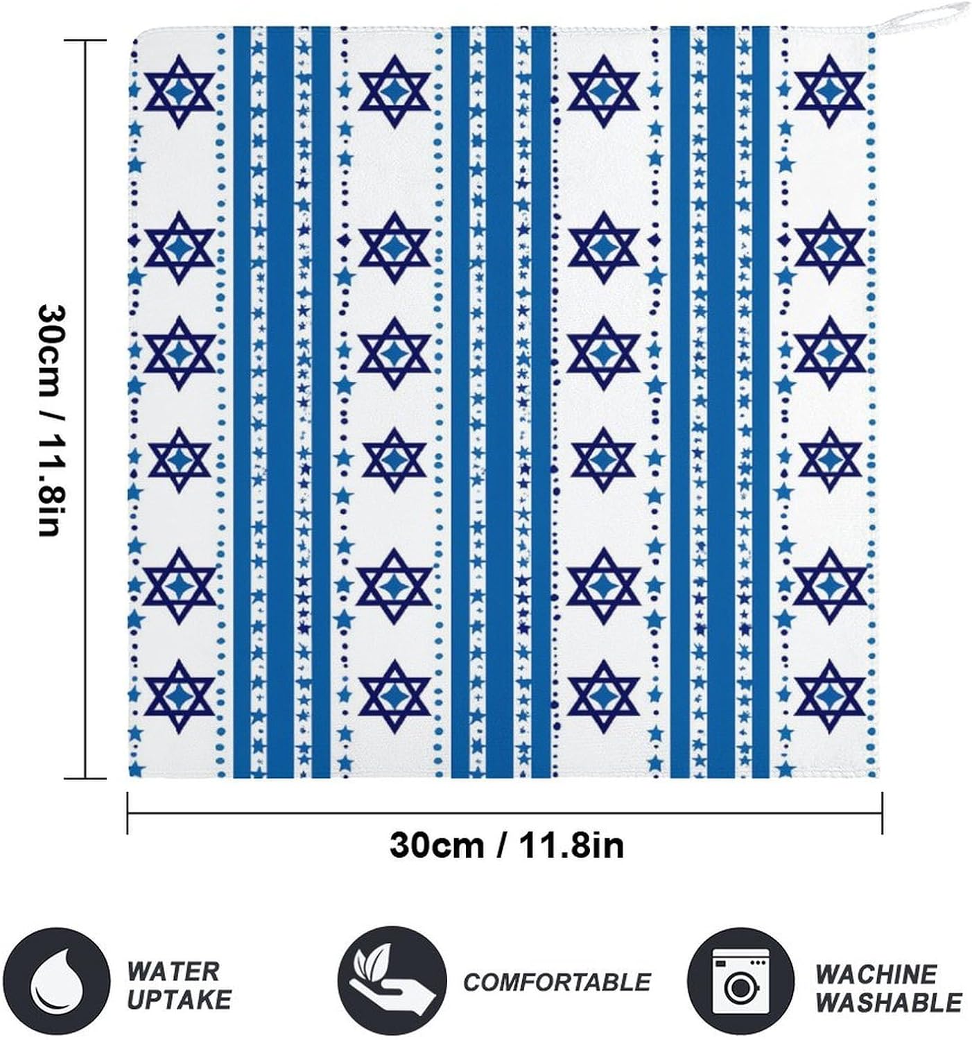 Israel Flag Shaped Hand Towels for Bathroom Kitchen Towels Small Towel Handkerchiefs with Hanging Loop 4PCS
