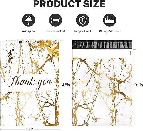 Miniatura 38 de Paquete de 100 sobres de polietileno de 10 x 13 pulgadas, bonitos sobres de polietileno para pequeñas empresas, bolsas de envío para ropa, THANK