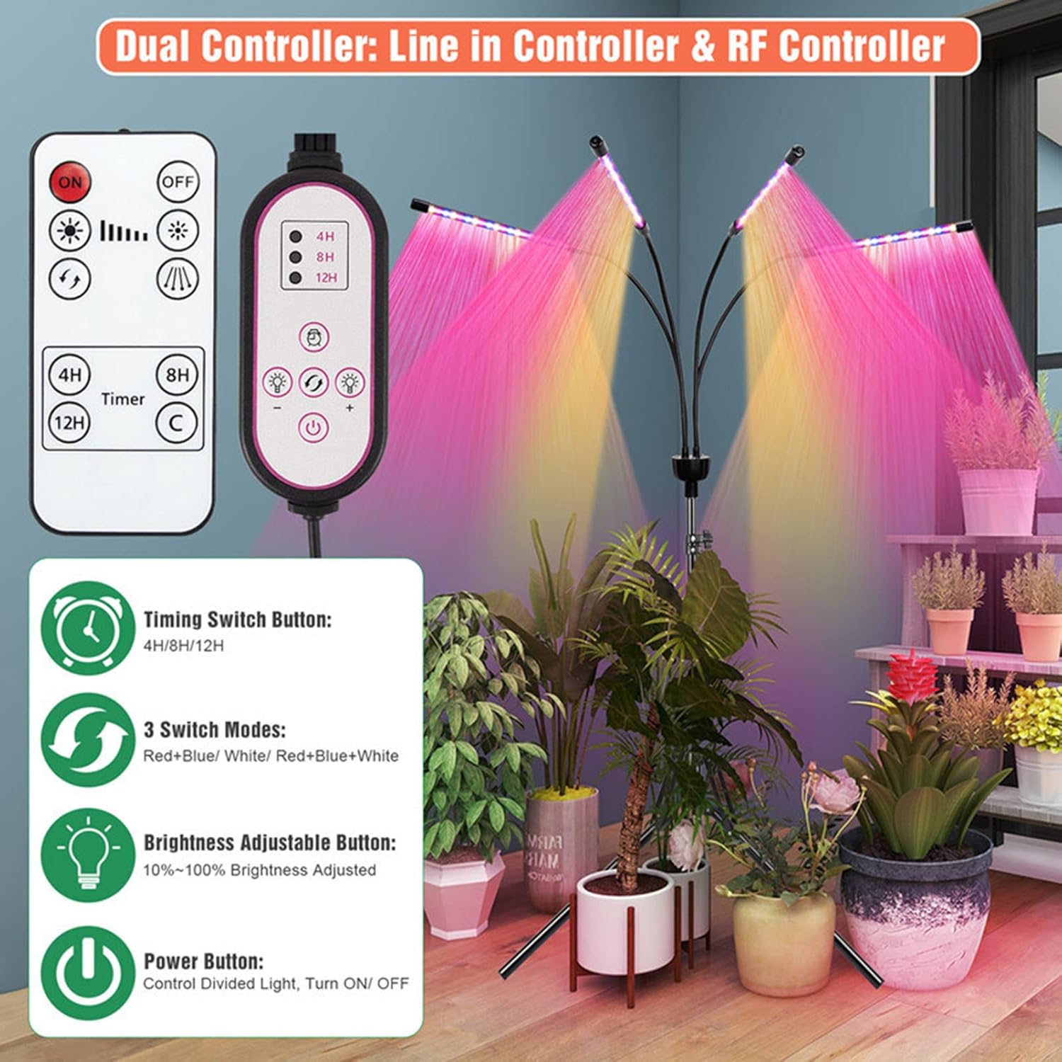 交換無料 屋内植物用の成長ライトフルスペクトル三脚スタンド屋内植物用のタイマー付き調整可能な植物ライト成長 4 Rachelbaptista Com Br