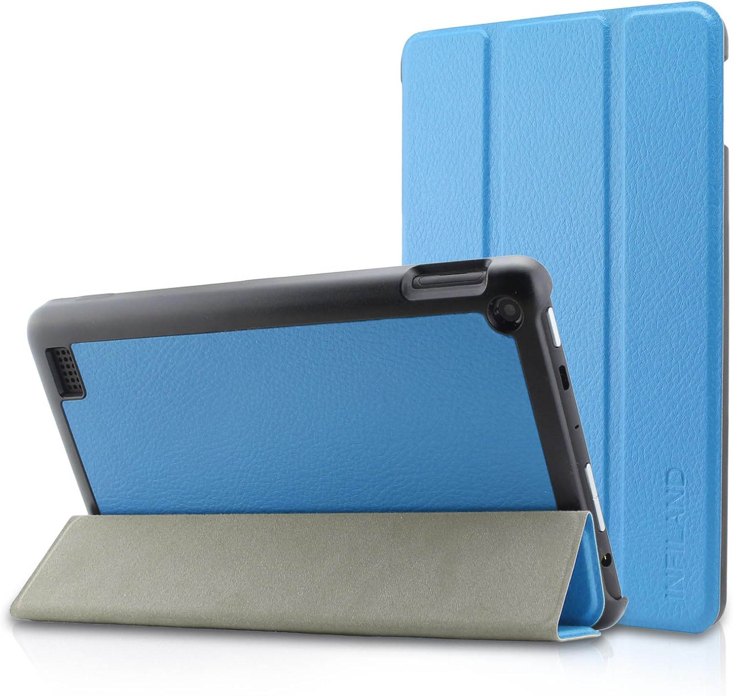 Infiland Fire 7 Case - Ultra Slim Shell Lightweight Tri-fold Stand Cover for Amazon Fire 7 Inch Tablet (Fire 7" Display 5th Generation - 2015 Release Only), Blue