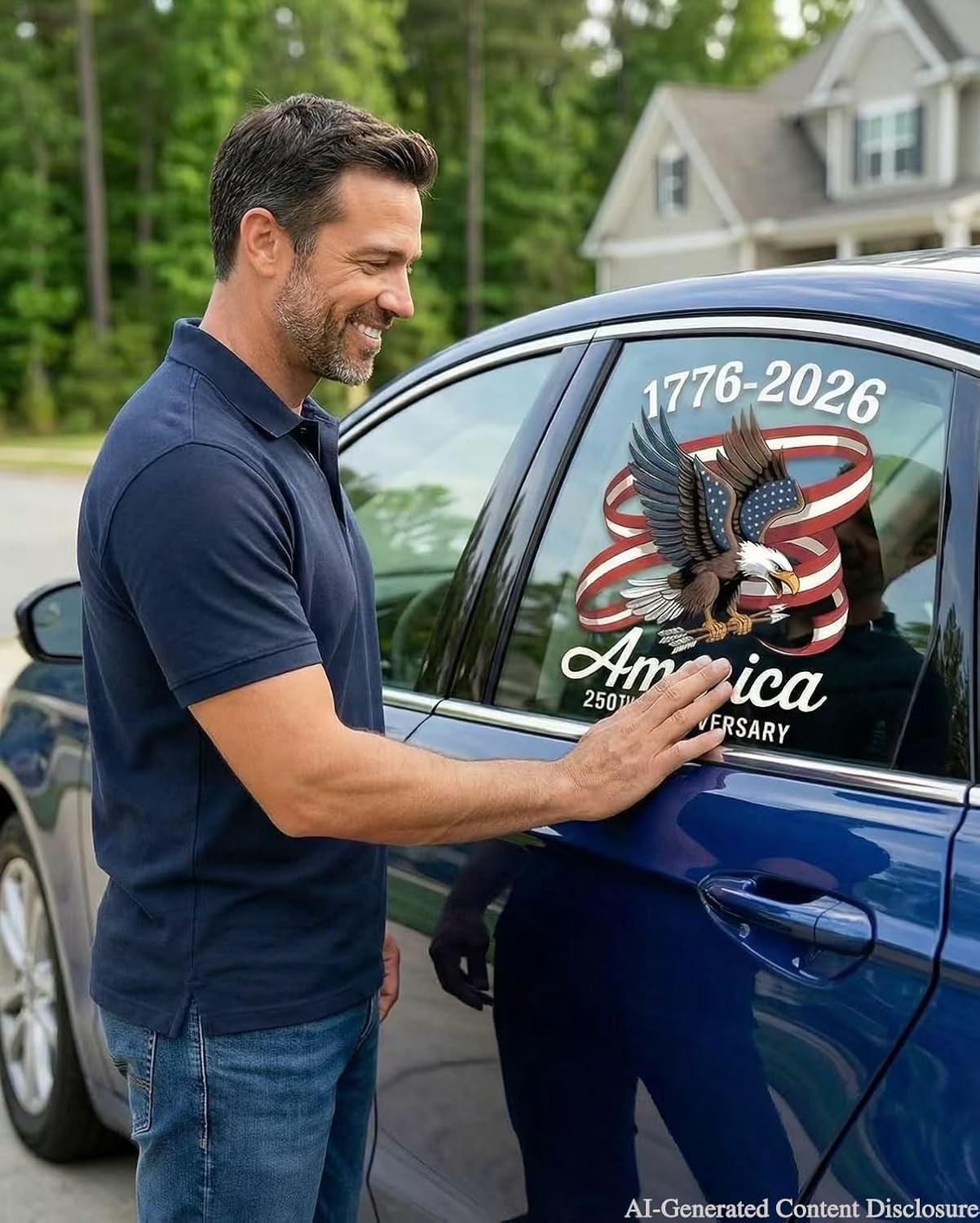 2 Pcs 12" 250th USA Anniversary Car Window Decal Sticker, Large God Bless America 1776-2026 Merchandise, Vintage Eagle & Liberty Bell Vinyl for Truck, RV