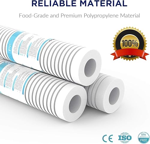 Miniatura 5 de Membrane Solutions Cartucho de filtro de agua de sedimentos ranurados (paquete de 6), filtro de agua de 1 micrón, reemplazo universal de 10 x 2.5