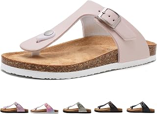 Torotto Toe Separator Children's Flip Flops with Cork Mules Girls Boys Slippers Straps Adjustable Buckle Non-Slip Slippers for Indoor and Outdoor Use 36 EU Lightpink