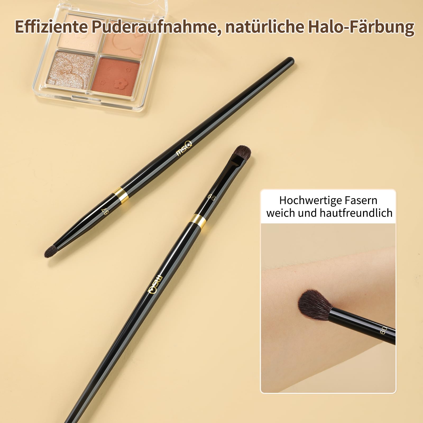 MSQ Juego de 5 pinceles de maquillaje para sombra de ojos, con bolsa | Brocha para sombra de ojos, corrector, para mezclar y resaltar